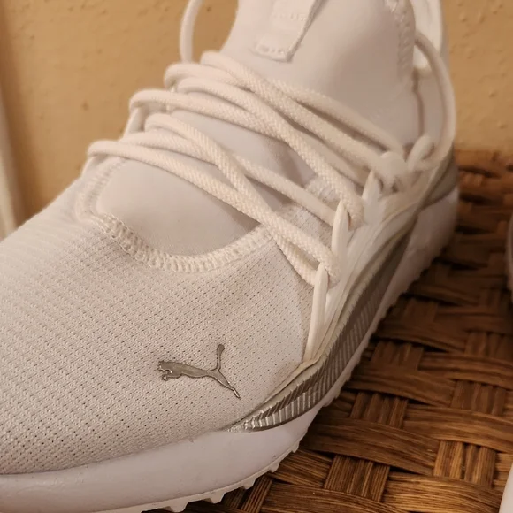 Puma White and Silver Athletic Shoes - Picture 3 of 6